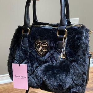 Juicy Couture Black Faux Fur Satchel